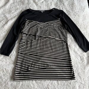Black and White Striped Long Sleeve Top